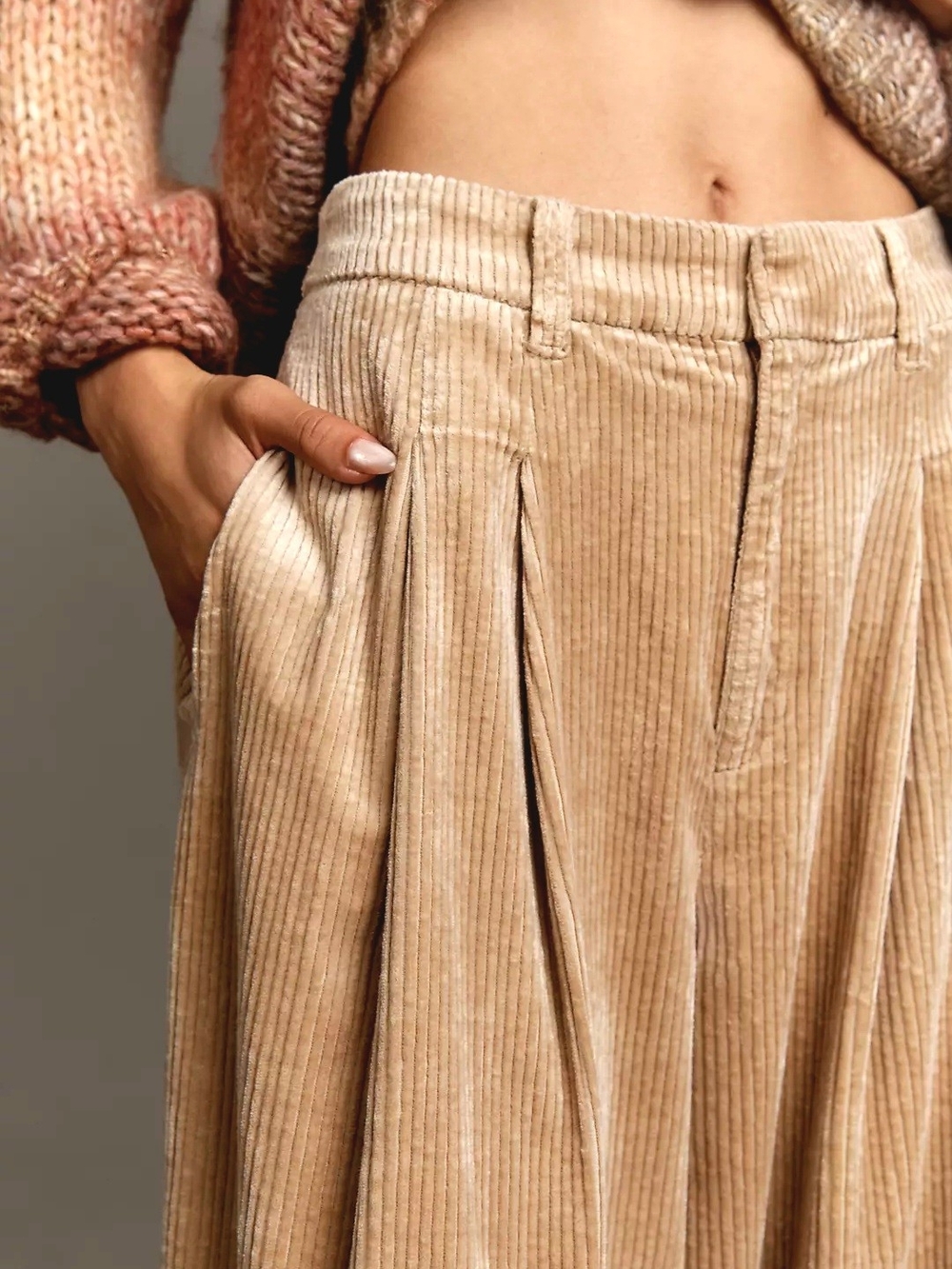 Anthropologie Wide-Leg Corduroy Pants in Camel - Picture 2 of 6